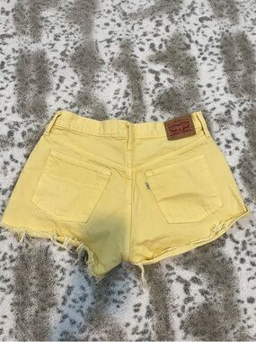Yellow Levi's denim cut off shorts